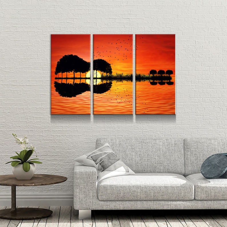 Guitar Tree Sunset Canvas Wall Art Music Decor Guitar Print Etsy España