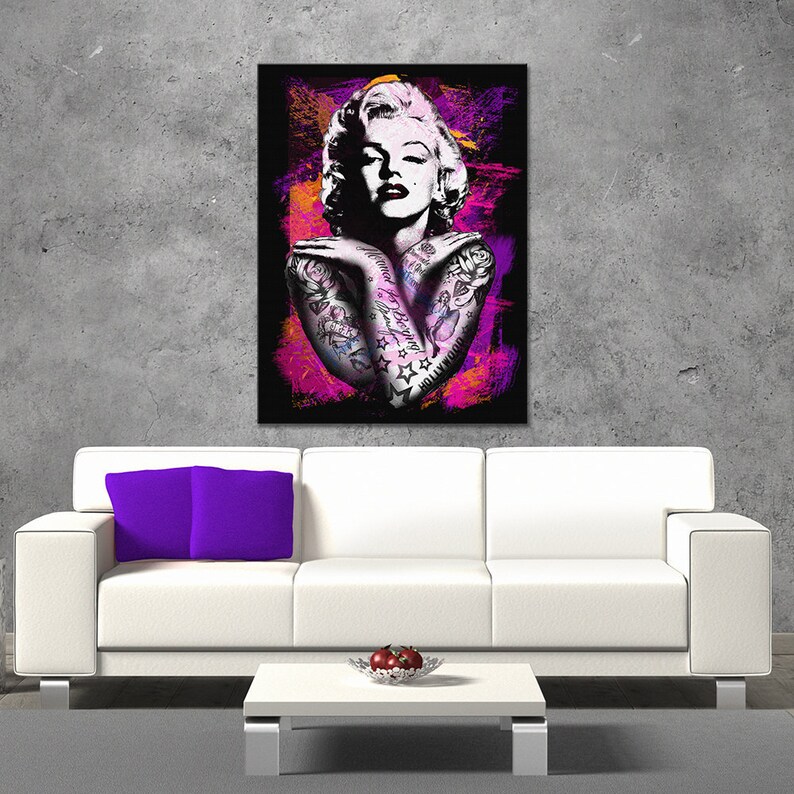 Marilyn Monroe Canvas Wall Art tattoo 3 Marilyn - Etsy Israel