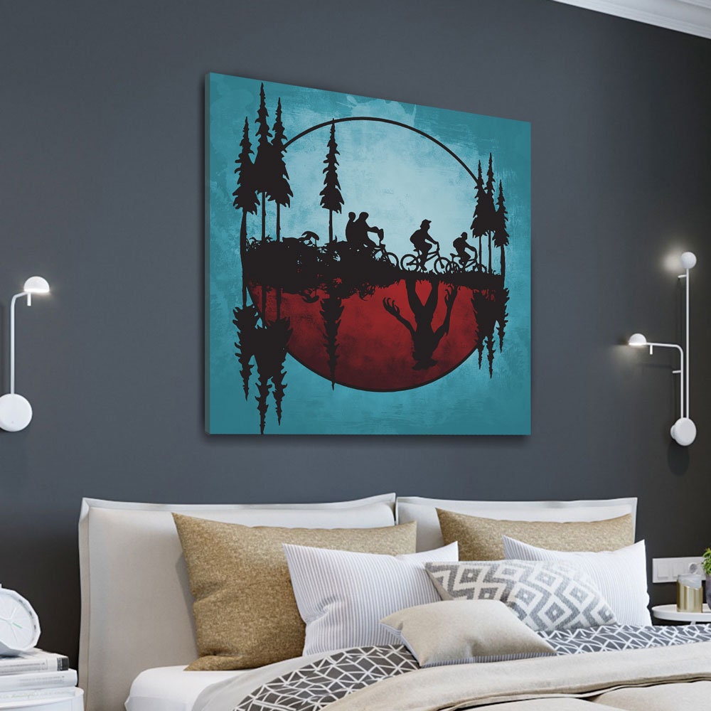 Upside Down World Canvas Wall Art, Stranger Things Wall Art 