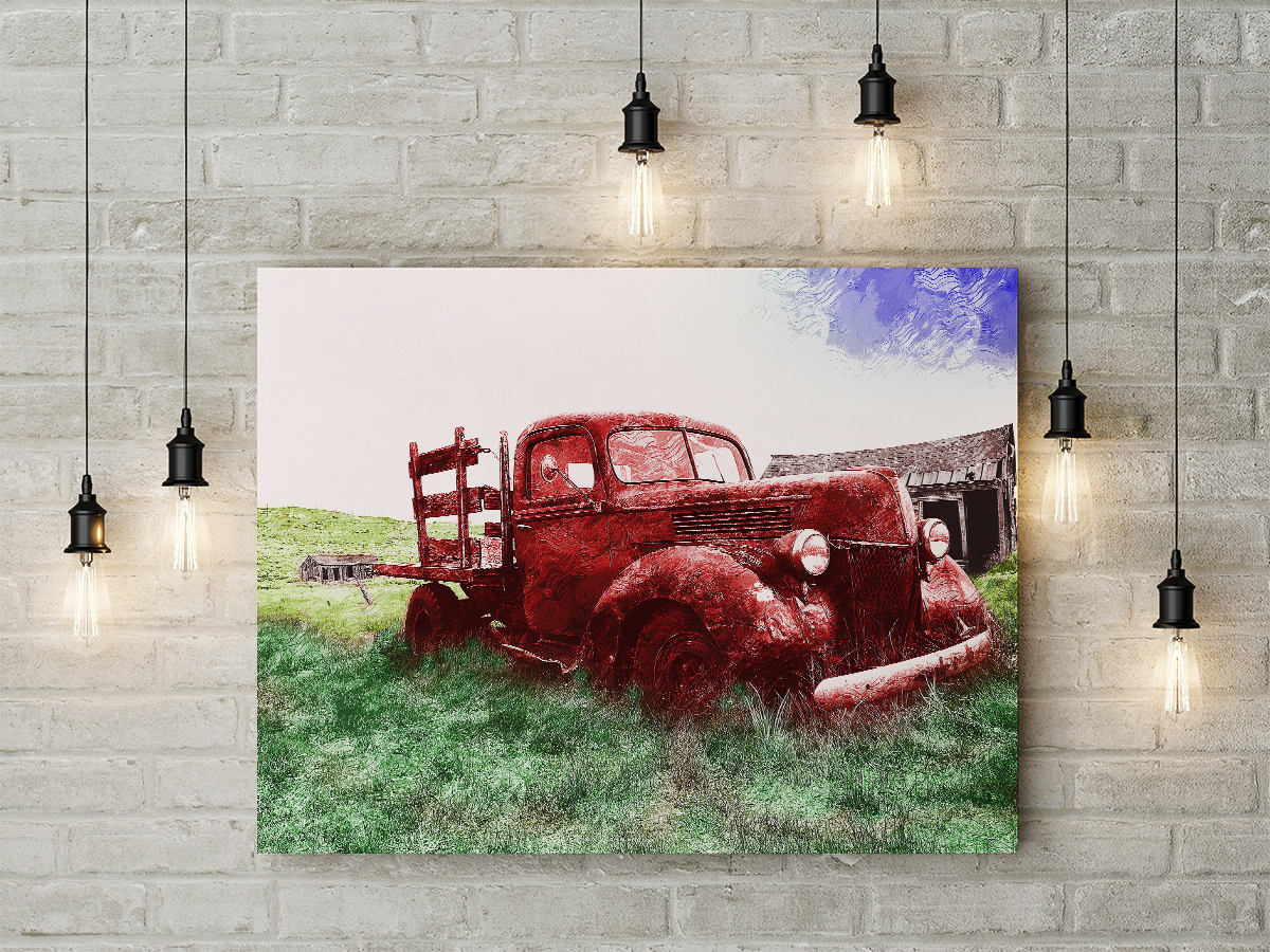 Old Red Farm Truck Art Print Home Decor Wall Art Poster C