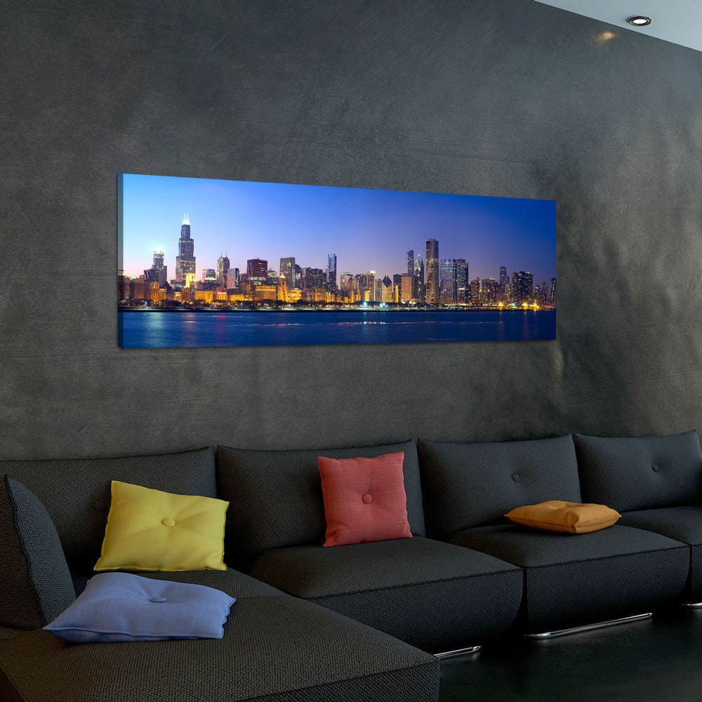 Chicago Skyline Canvas Wall Art Chicago Wall Art Chicago Etsy