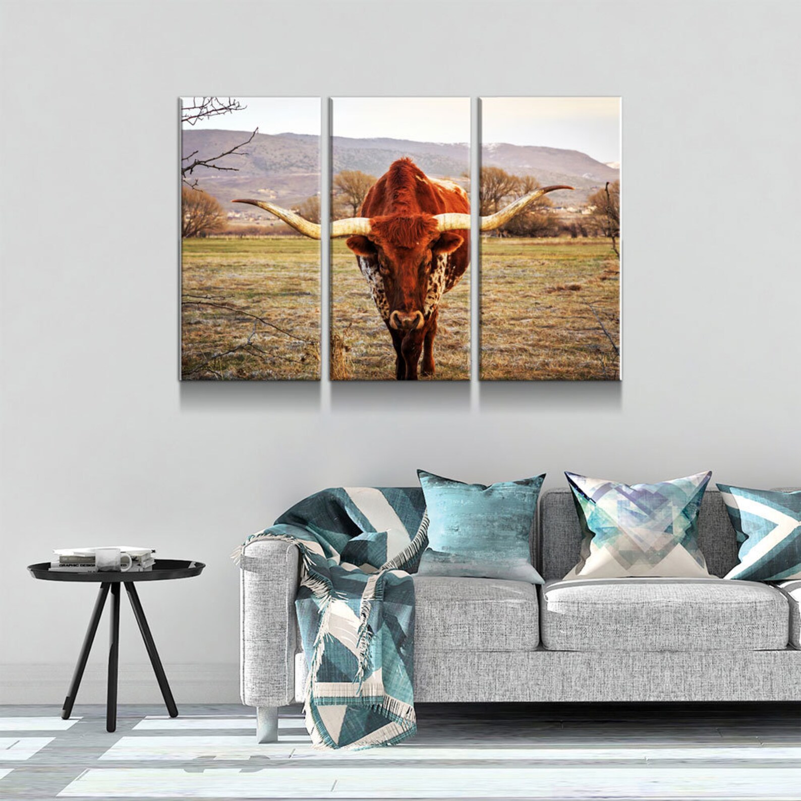 Texas Longhorn Canvas Wall Art Ranch Art XL Wall Art Ranch Etsy