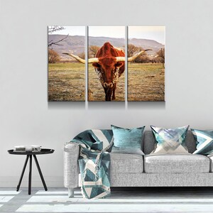 Texas Longhorn Canvas Wall Art Ranch Art XL Wall Art Ranch - Etsy