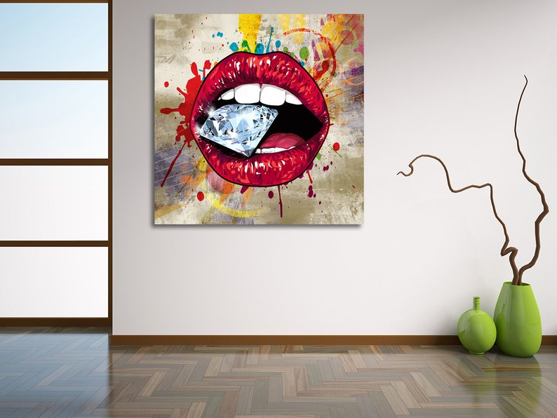 Lips Wall Art Red Hot Lips Crazy Diamond Lips Wall Canvas Art Etsy UK
