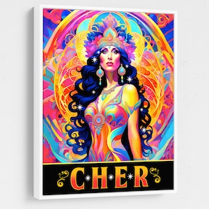 Cher Legend Canvas Wall Art, Abstract Cher, Music Decor, Goddess of Pop Decor, Cher Print, Cher Music Art