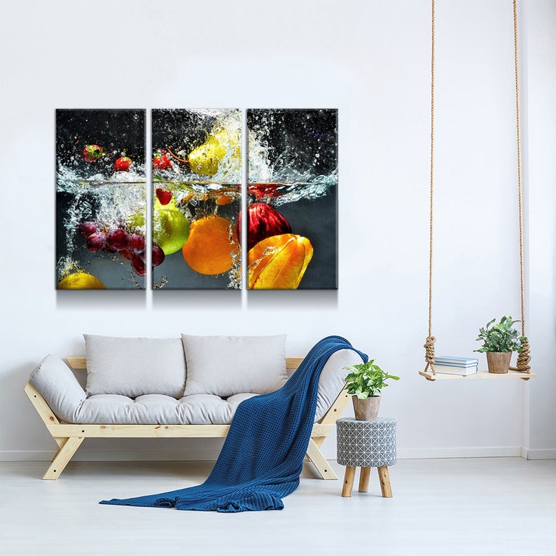 Fruit Splash Canvas Wall Art Fruits & Berries Canvas Kitchen Etsy