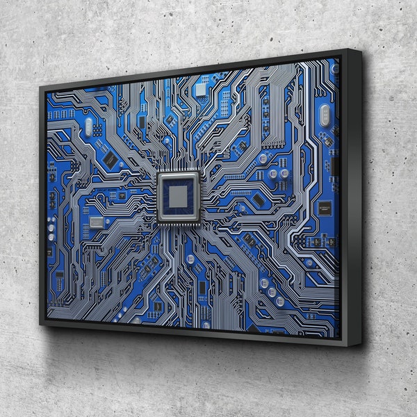 CPU Wall Art, Computer Motherboard CPU, Circuit Board System Chip With Core Processor, Computer Techn Decor, Office Decor, Nerd Decor