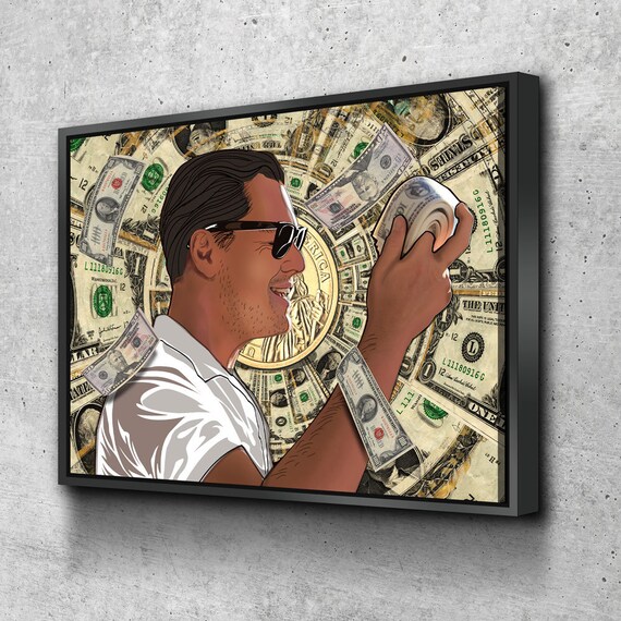 Money Roll Canvas Wall Art Leonardo DiCaprio Wolf of Wall Street