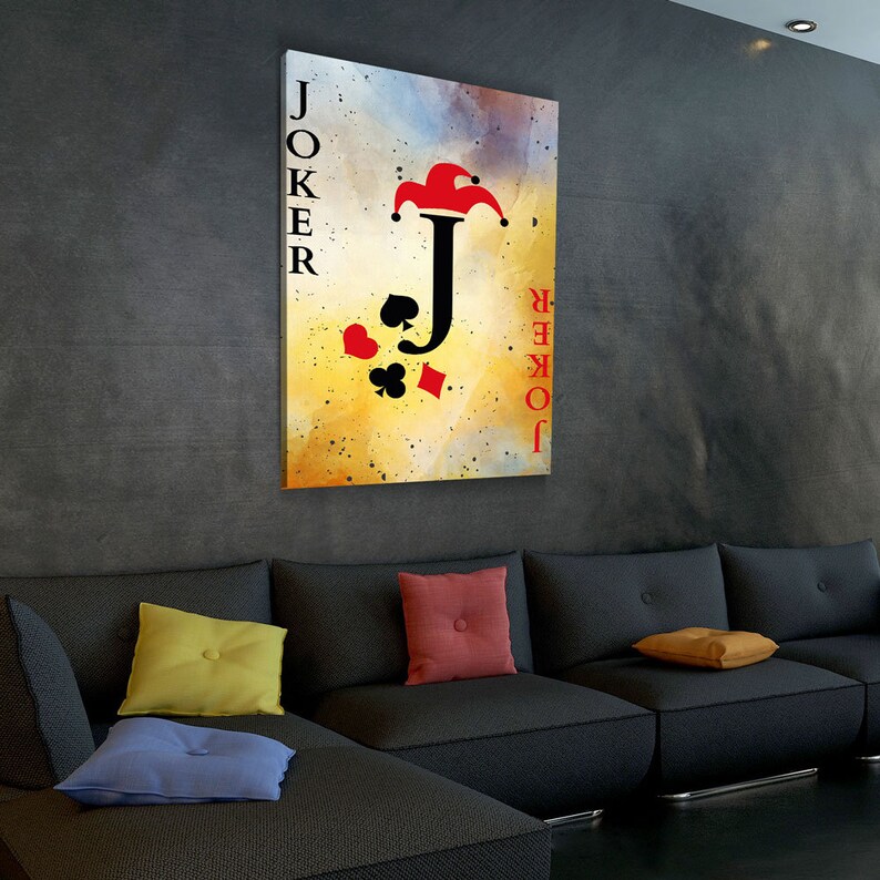 Joker Vintage Playing Card Canvas Wall Art Home Decor Poker Etsy
