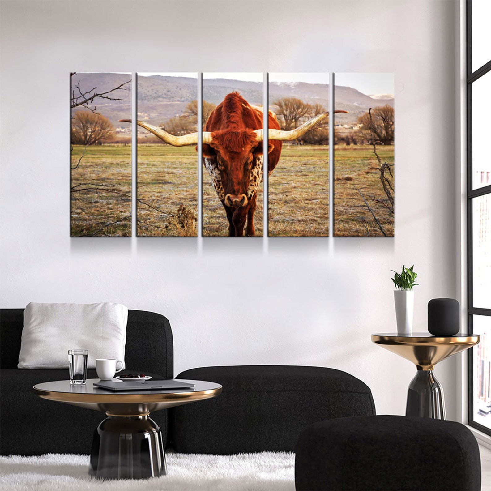Texas Longhorn Canvas Wall Art Ranch Art XL Wall Art Ranch Etsy