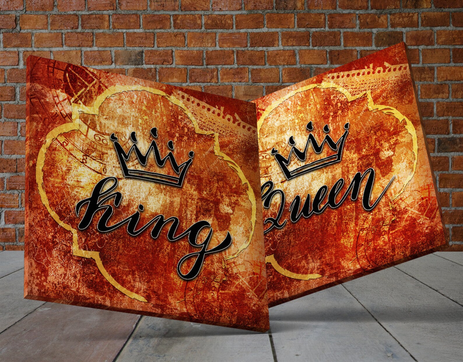 King and Queen Canvas Wall Art Set Queen Crown King Crown Etsy