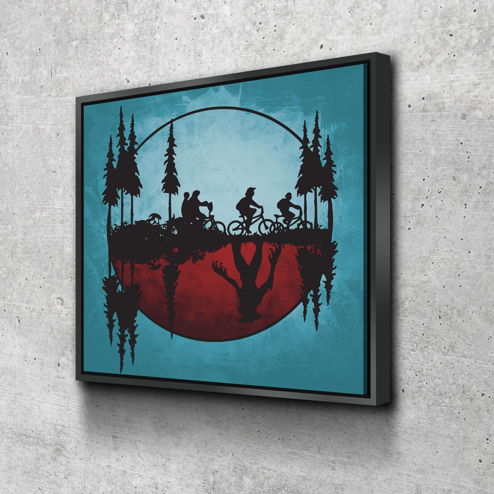 Upside Down World Canvas Wall Art, Stranger Things Wall Art 