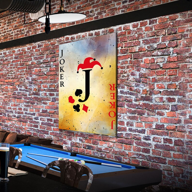 Joker Vintage Playing Card Canvas Wall Art Home Decor Poker Etsy