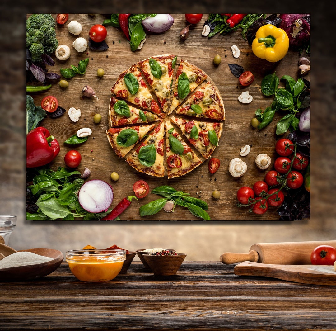 Pizza Italian Canvas Wall Art, Pizza Place Decor, Restaurant Decor