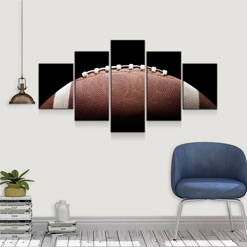 Football Canvas Wall Art Football Decor 5Piece Wall Art Etsy