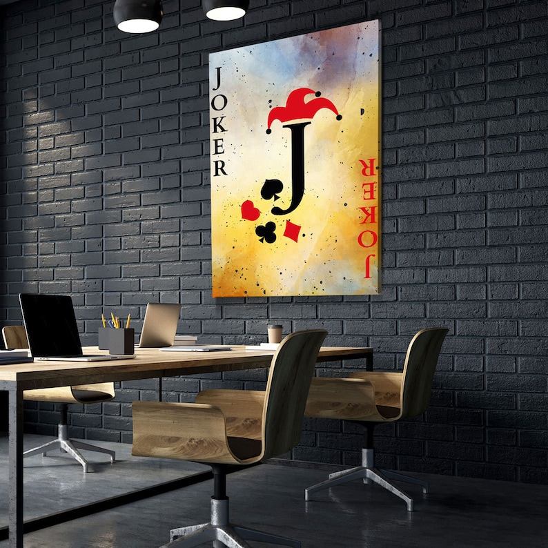Joker Vintage Playing Card Canvas Wall Art Home Decor Poker Etsy