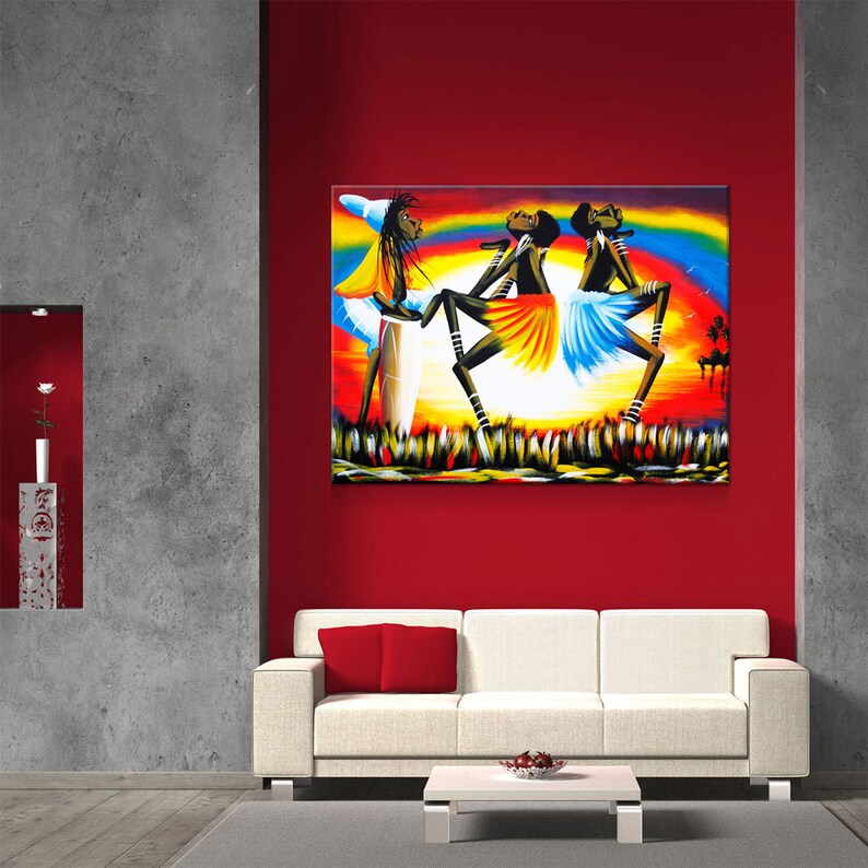 Jamaican Beach Dance Wall Canvas Wall Art Abstract Decor Art Etsy