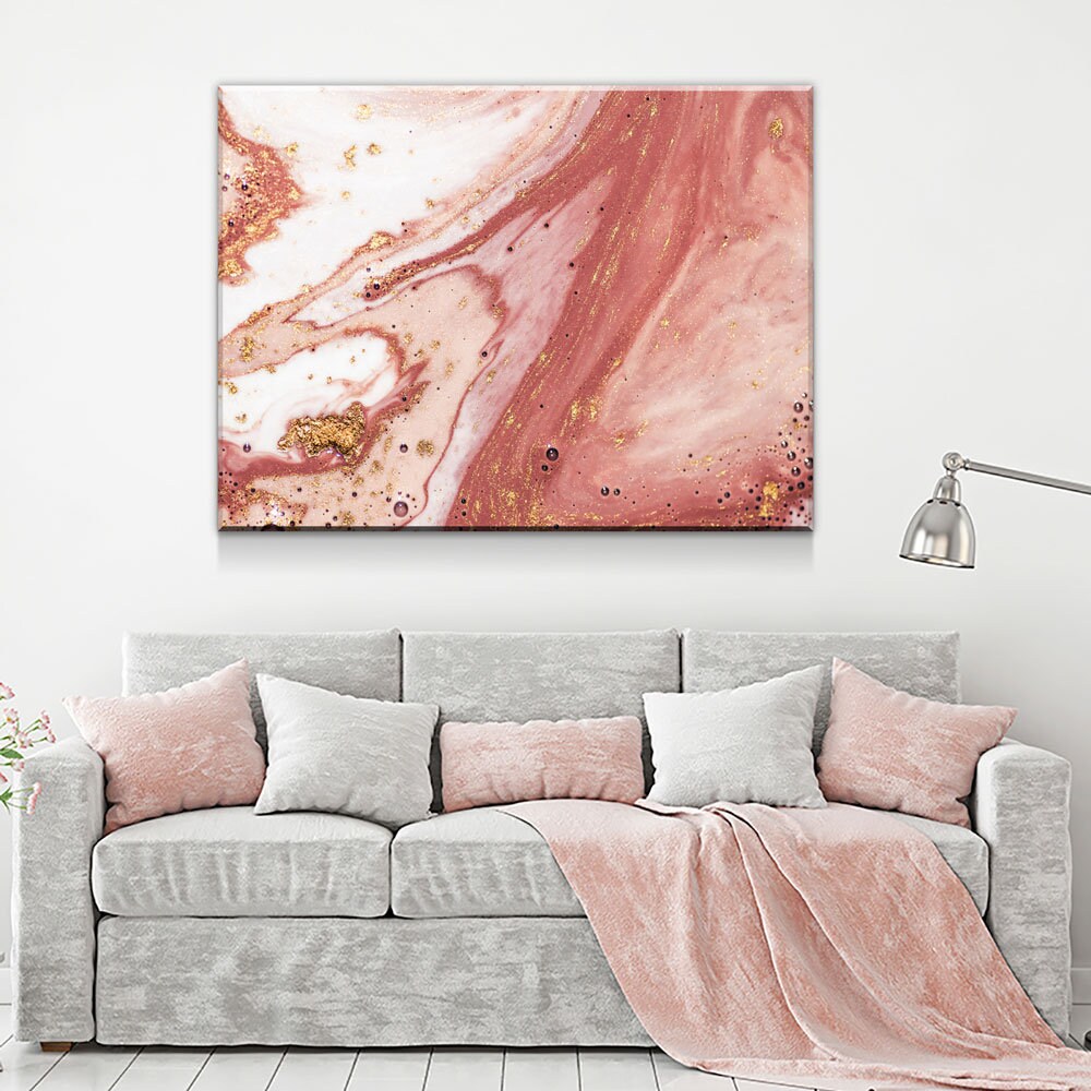 Wall Art Canvas Contemporary Rose Gold Rose Gold Marble Etsy