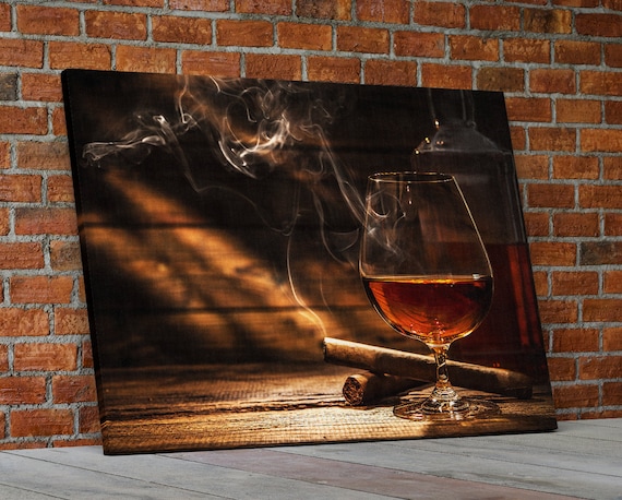 Canvas Wall Art Prints Painting Pictures Photo Home Decor Bar Wine Cigar Brown 