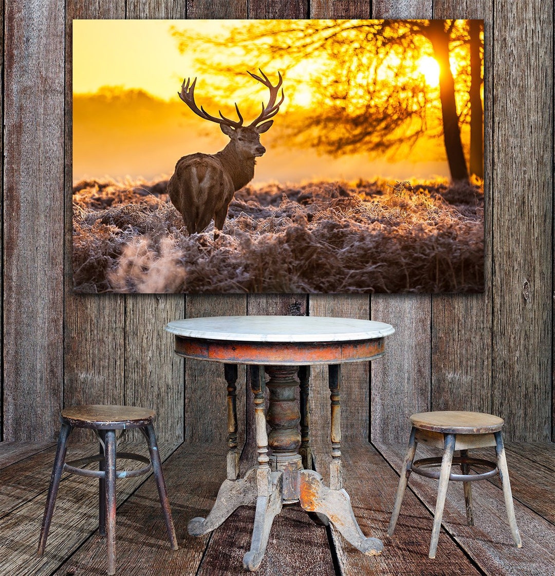 Sense Canvas Deer Abstract Sunset 31 Canvas Art - Home Decor Wall