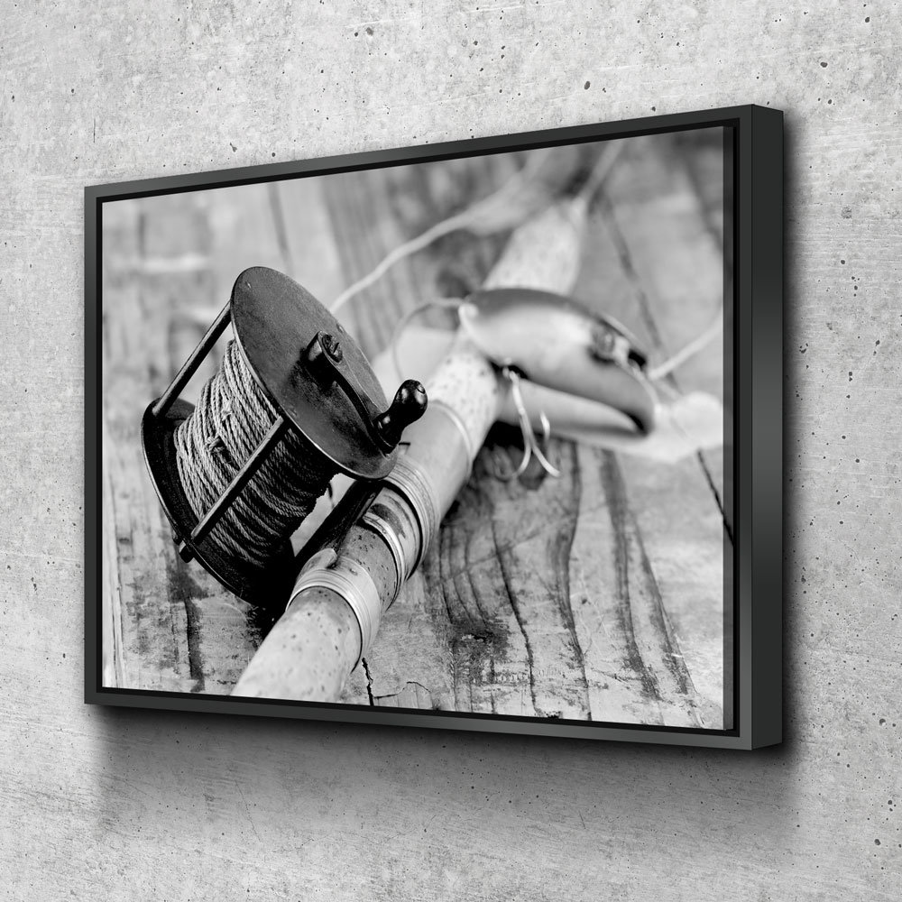 Vintage Fishing Decor Black & White Canvas Wall Art Fishing Etsy