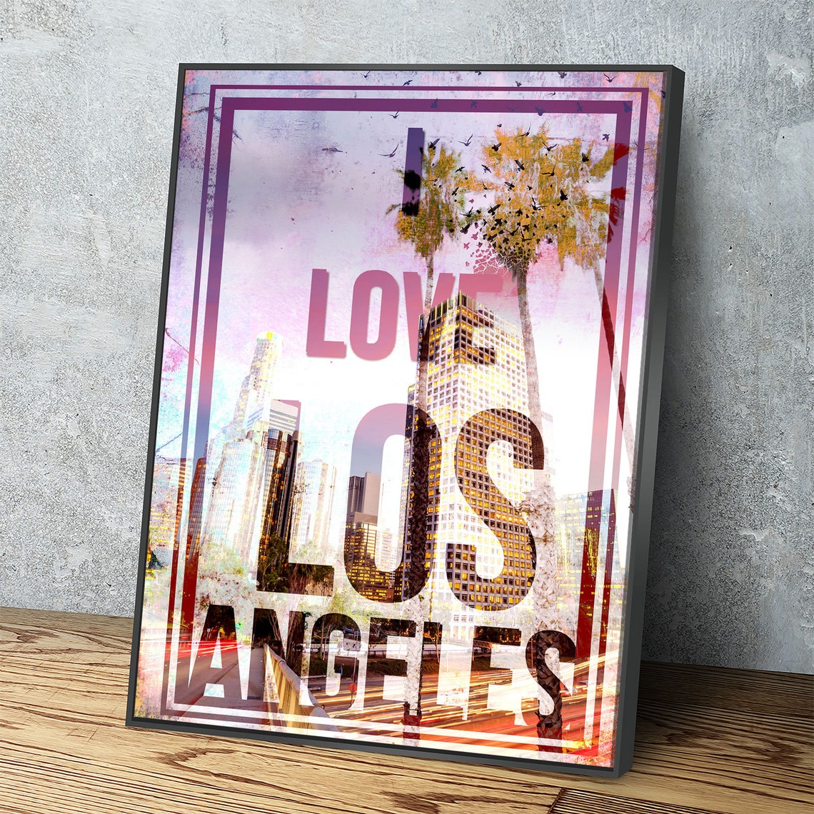 I Love Los Angeles Canvas Wall Art California Decor Los Etsy