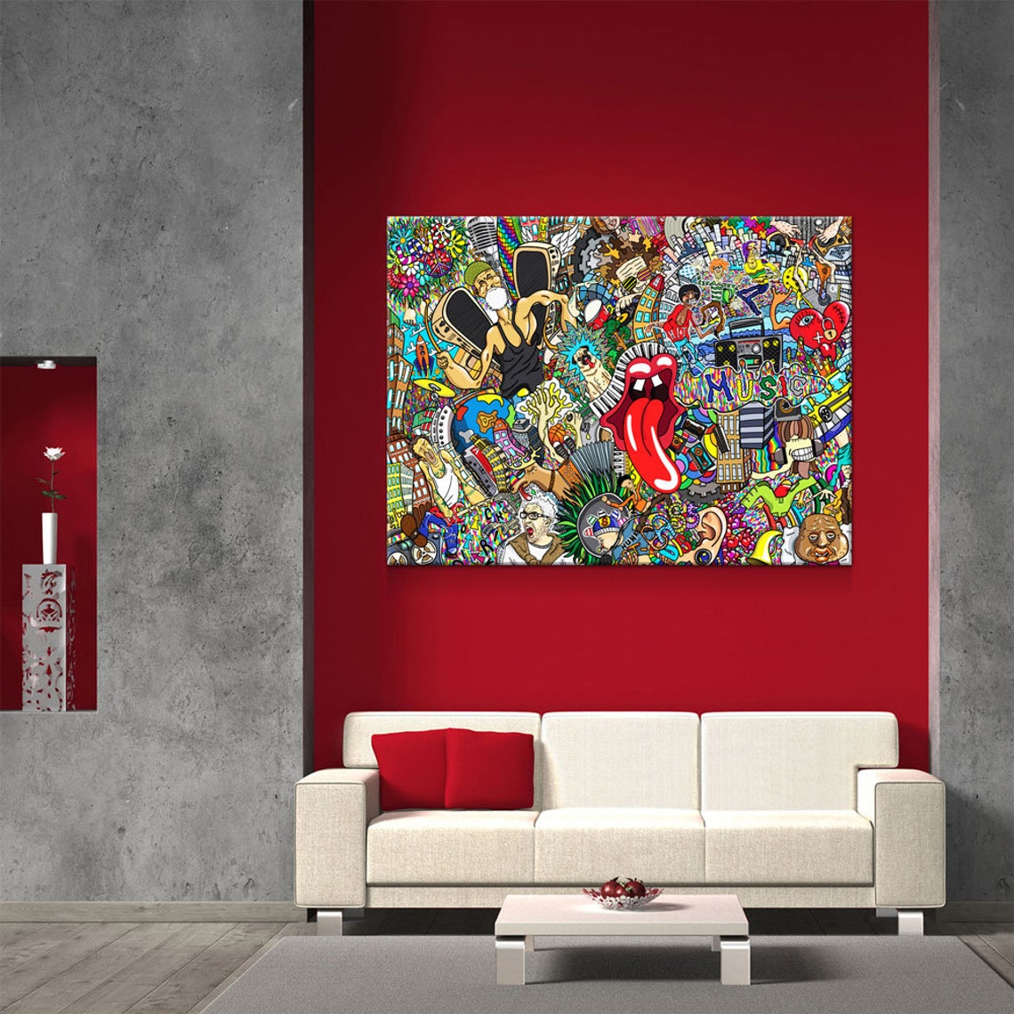 Graffiti Music Collage Music Collage Canvas Wall Art Etsy