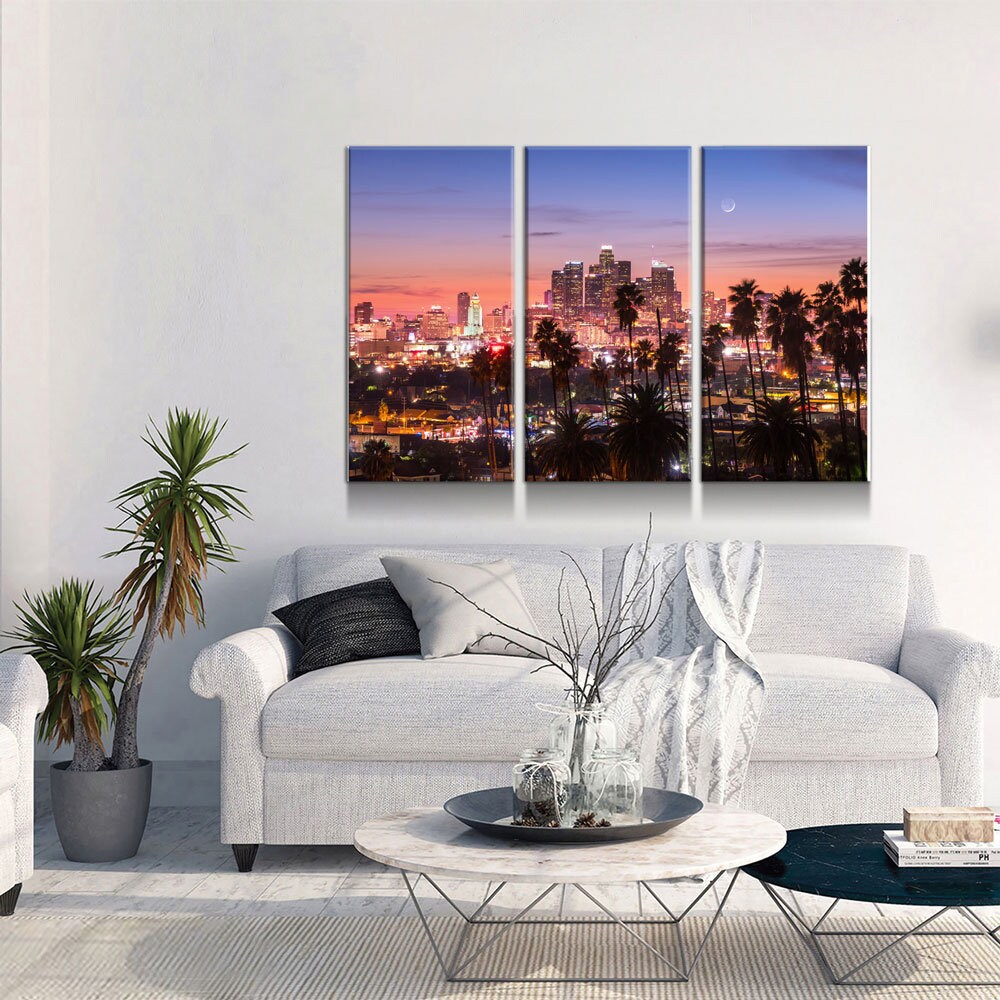 Los Angeles 3 Piece Wall Art Los Angeles Canvas Printlos Etsy