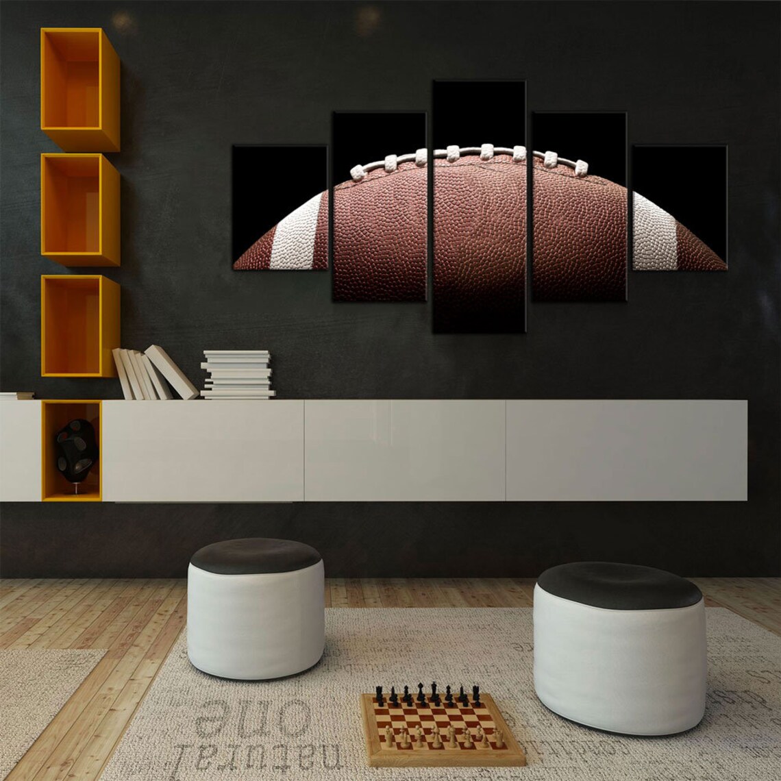 Football Canvas Wall Art Football Decor 5piece Wall Art Etsy