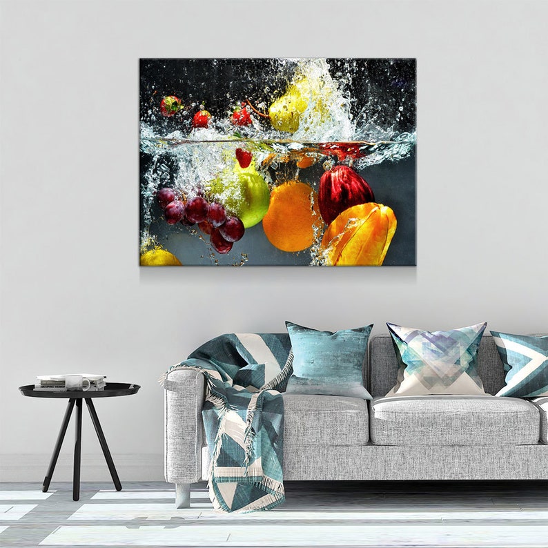 Fruit Splash Canvas Wall Art Fruits & Berries Canvas Kitchen Etsy