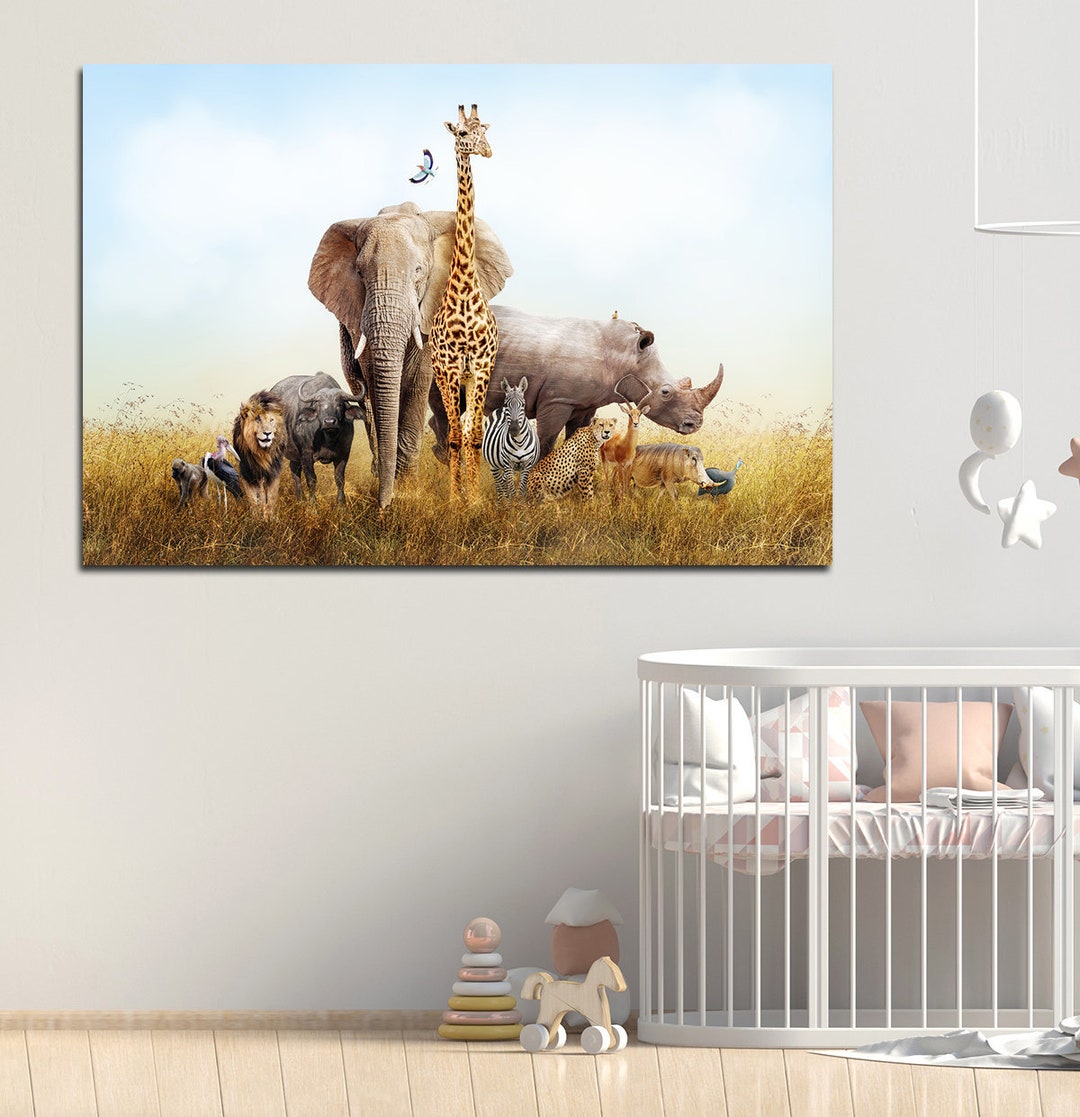 Safari Nursery Decor Canvas Wall Art, Animals Art, Nursery Decor, Baby ...