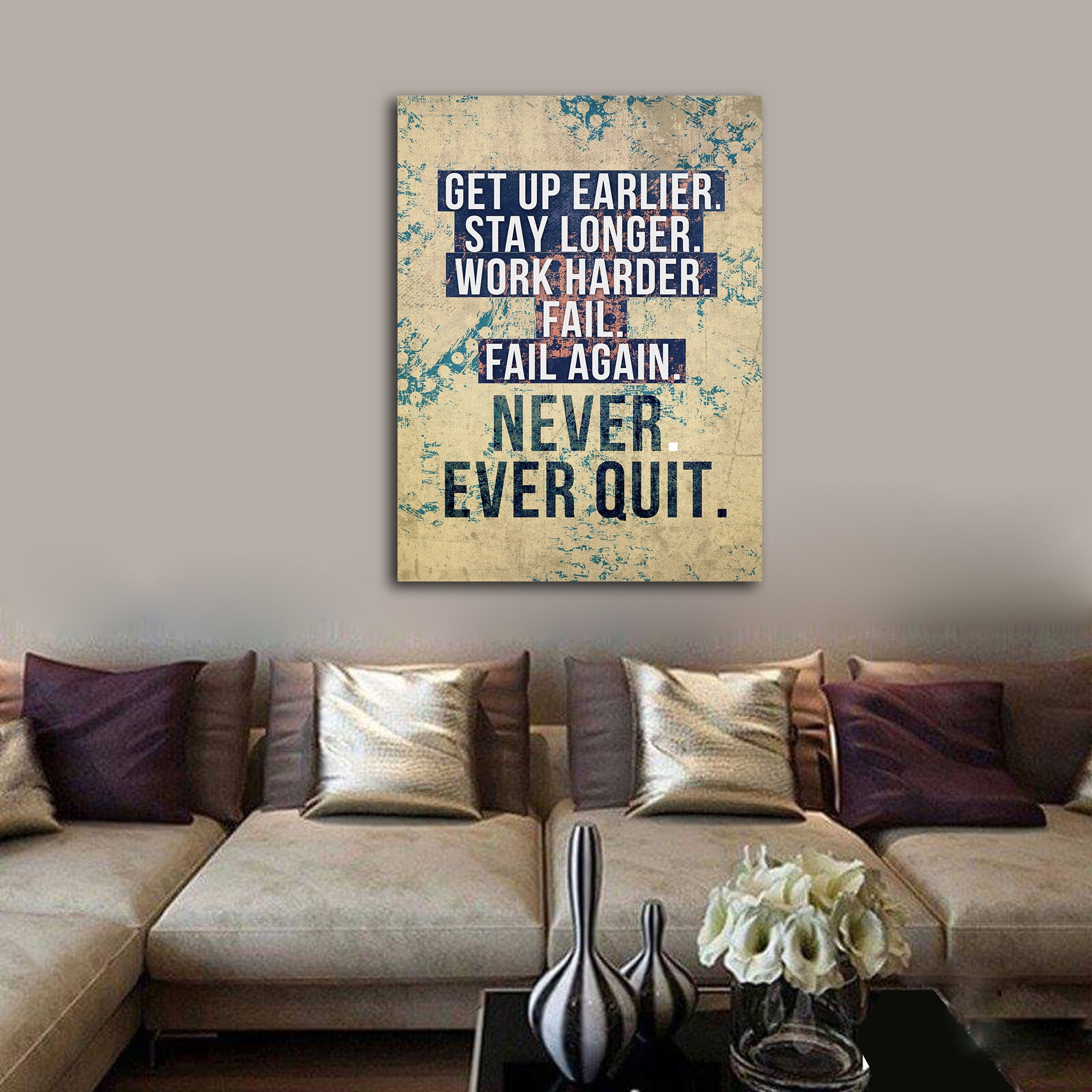 Wall Décor Motivational Wall Decor Never Ever Quit Motivational Canvas ...