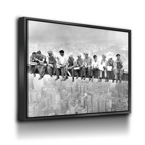 Lunch Atop Skyscraper, Steelworkers Classic Black White Canvas Wall Art, New York Iconic Construction Workers, September 20, 1932