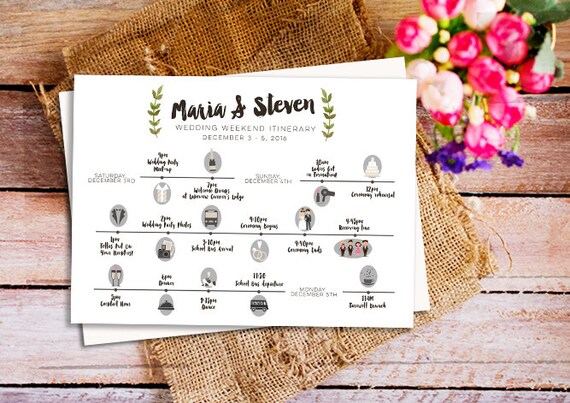 Wedding Weekend Itinerary Template Destination Wedding Etsy