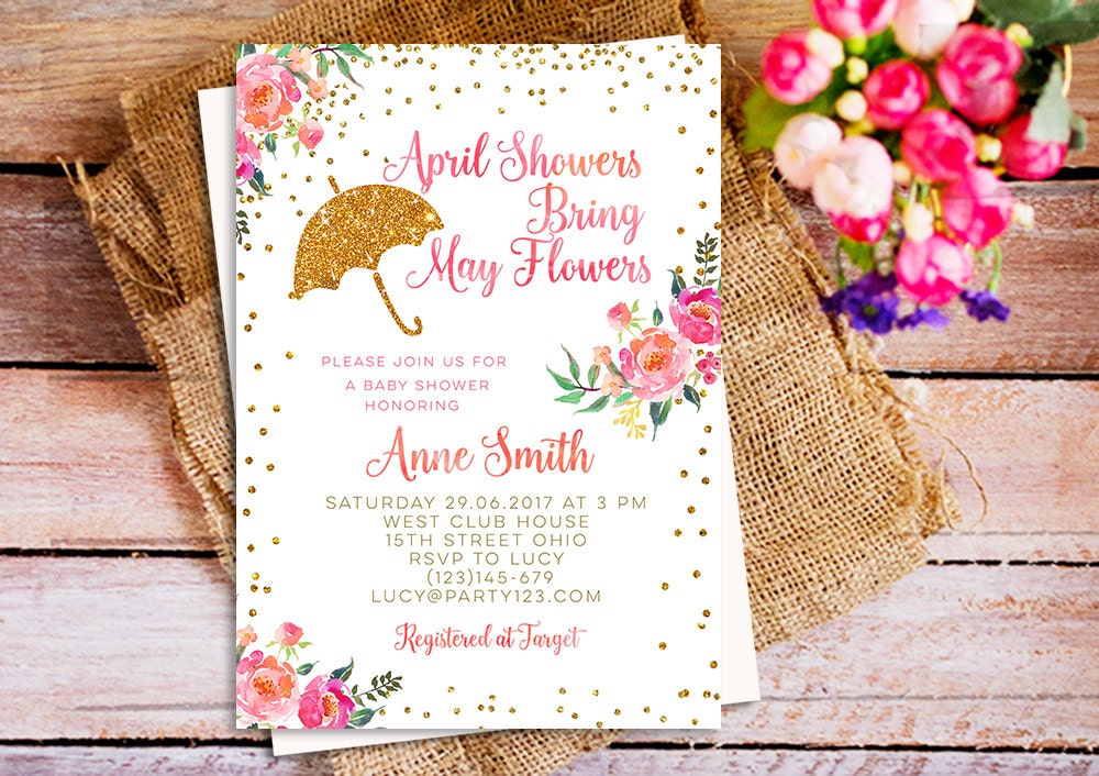 April Showers Bring May Flowers Baby Shower Invitation Etsy