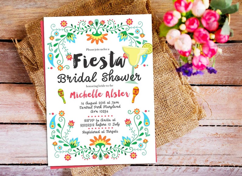 Fiesta Bridal shower invitation Mexican Bridal Shower Etsy