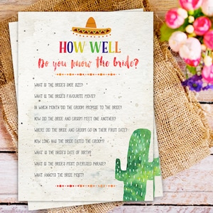 Cactus Games party Bridal Shower Games Fiesta Cactus bridal shower games How well do you know the bride Fiesta Bridal Shower Games Set