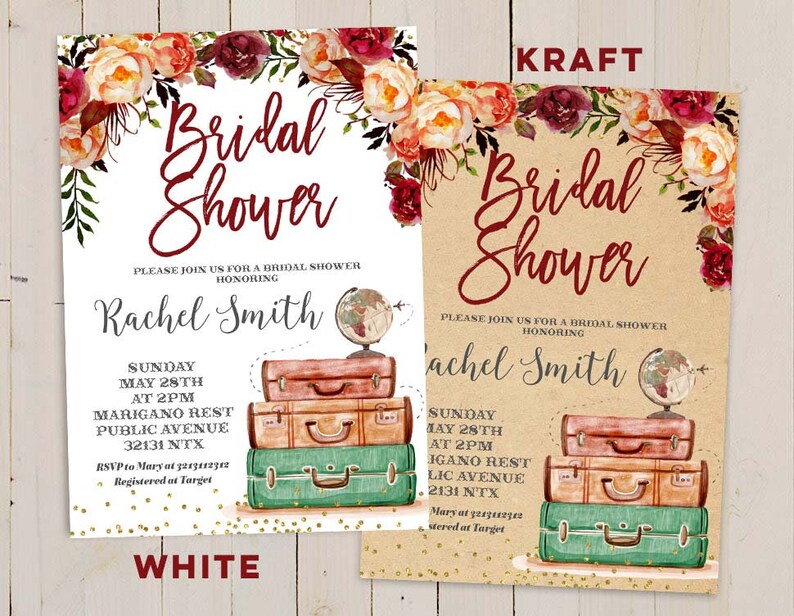 Destination Wedding Bridal Shower Invitations Autumn Bridal Etsy