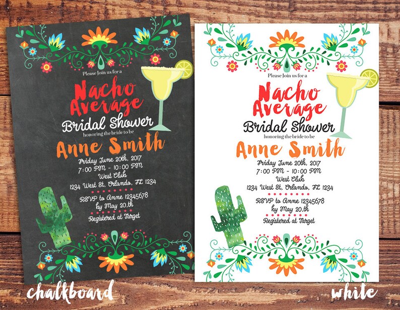 Nacho Average Bridal Shower Invitation Nacho Average Cactus Etsy