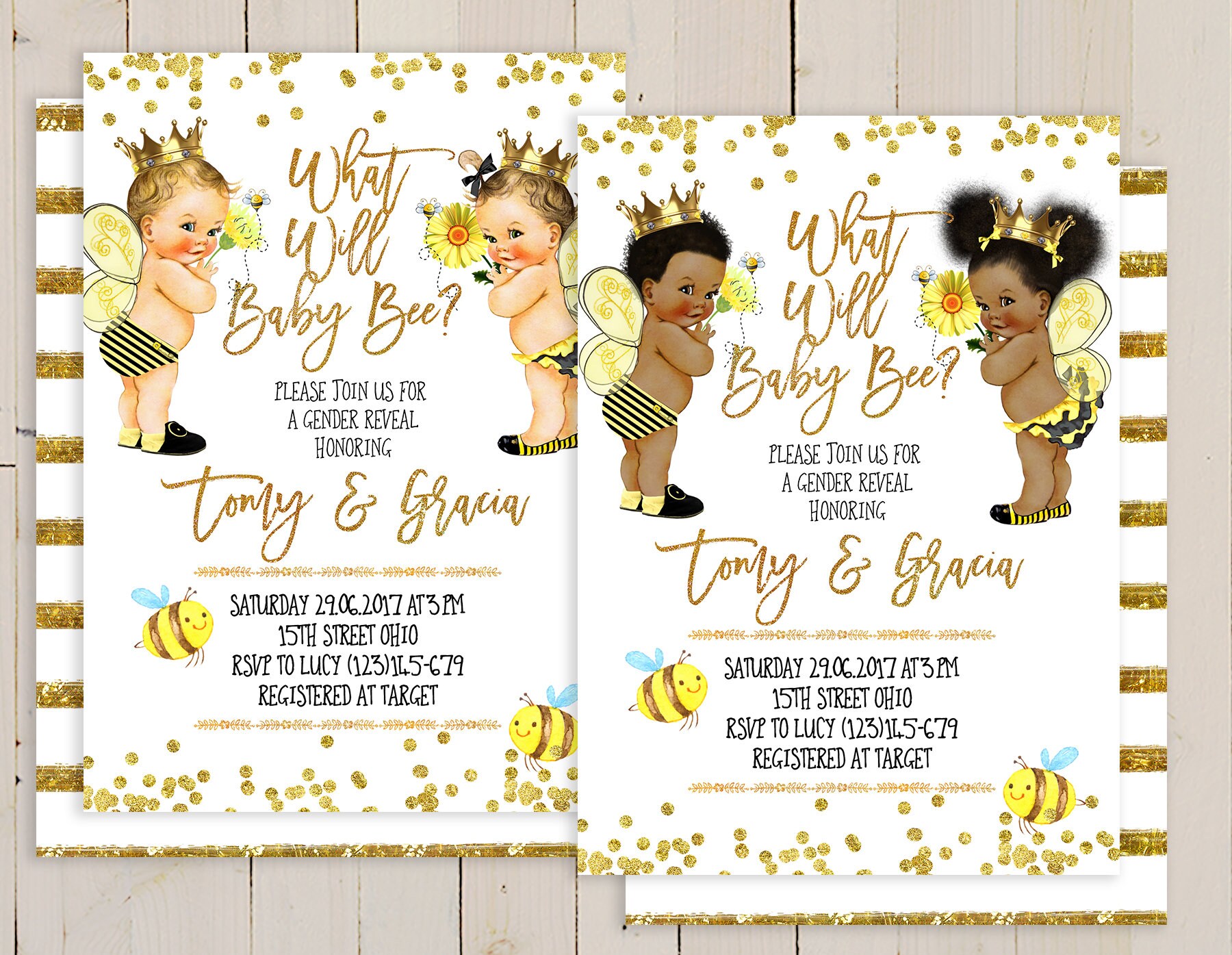 African American Bee Gender Reveal Bee Party Invitation What Etsy African American Bee Gender Reveal Bee Party Invitation What Etsy