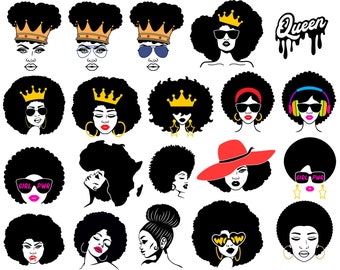 Afro Woman SVG, Afro Girl SVG, Afro Queen SVG, Black Queen Svg, Afro Lady, Curly Hair Svg, Black Woman, For Cricut, For Silhouette, Cut File