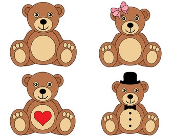Teddy Bear SVG, Bear SVG, Cute Bear SVG, Svg for Kids, File For Cricut, For Silhouette, Cut Files, Png, Dxf, Svg Files