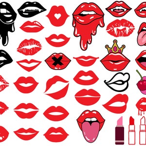 Lips SVG, Kiss SVG, Lips Print Svg, Red Lips Svg, Dripping Lips Svg,  Mouth Svg, File For Cricut, For Silhouette, Cut File, Png, Svg Designs