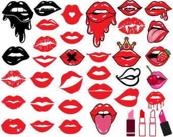 Lips SVG, Kiss SVG, Lips Print Svg, Red Lips Svg, Dripping Lips Svg,  Mouth Svg, File For Cricut, For Silhouette, Cut File, Png, Svg Designs