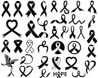 Cancer Ribbon Heart Svg Awareness Ribbon Svg Breast Cancer Ribbon Svg Ribbon  Cut File Silhouette Ribbon Svg Cancer Ribbon Png 