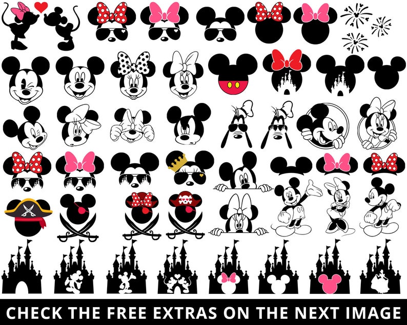 Mickey Mouse SVG, Minnie Mouse SVG, Mickey and Minnie SVG, File For Cricut, For Silhouette, Cut File, Dxf, Png, Svg Files 