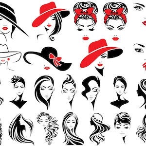 Woman SVG, Hat SVG, Eyelash SVG, Hair Svg, Face Svg, Female, Svg Bundle, For Cricut, For Silhouette, Svg Design, Mug Svg, Svg for Shirts