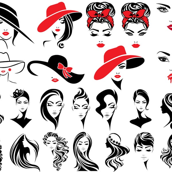 Woman SVG, Hat SVG, Eyelash SVG, Hair Svg, Face Svg, Female, Svg Bundle, For Cricut, For Silhouette, Svg Design, Mug Svg, Svg for Shirts