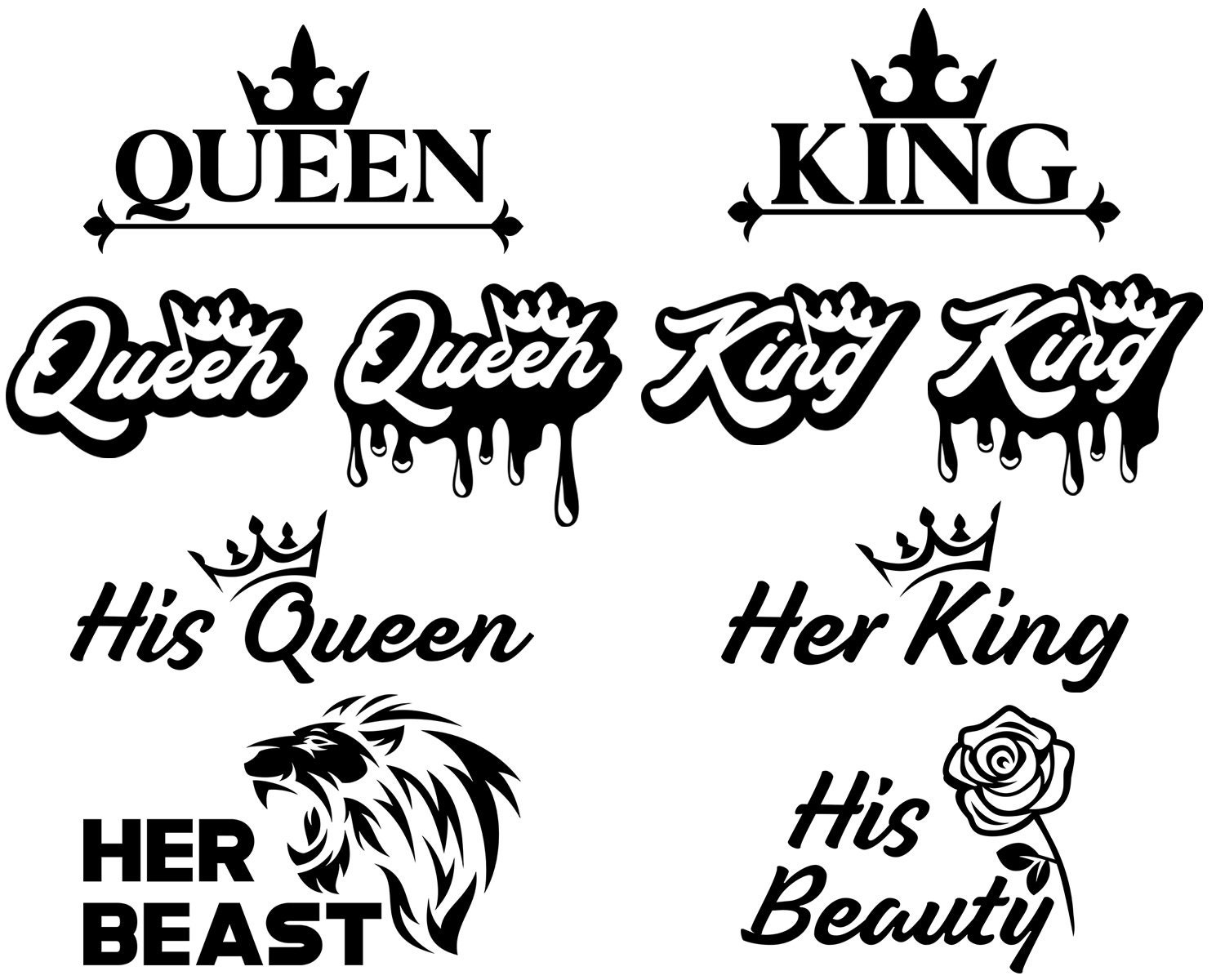 Queen and King SVG, His Beauty Her Beast SVG, Her King Svg, His Queen…