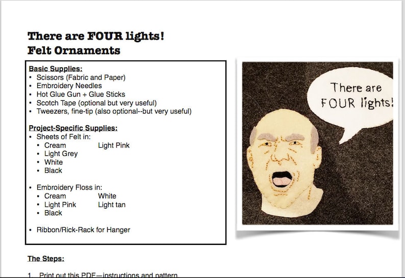 PATTERN: There are FOUR lights Captain Picard | Etsy